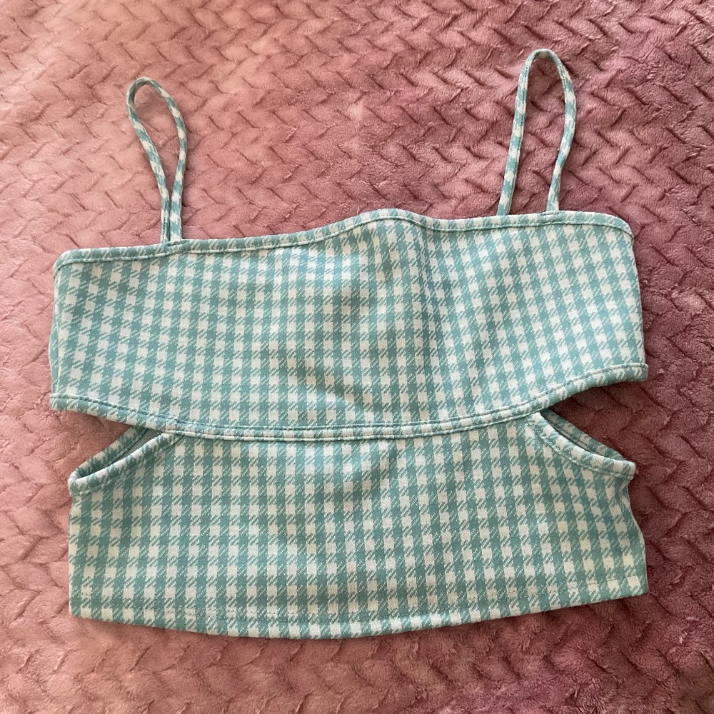 Caution To The‎ Wind Houndstooth Cutout Crop Top - Size Medium